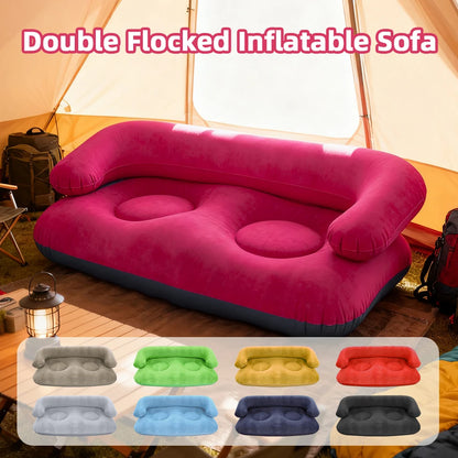 Double Inflatable Air Sofa Two-Seater Lazy Couch Heavy Duty Leak Proof Inflatable Lounge Furniture Indoor Outdoor Camping