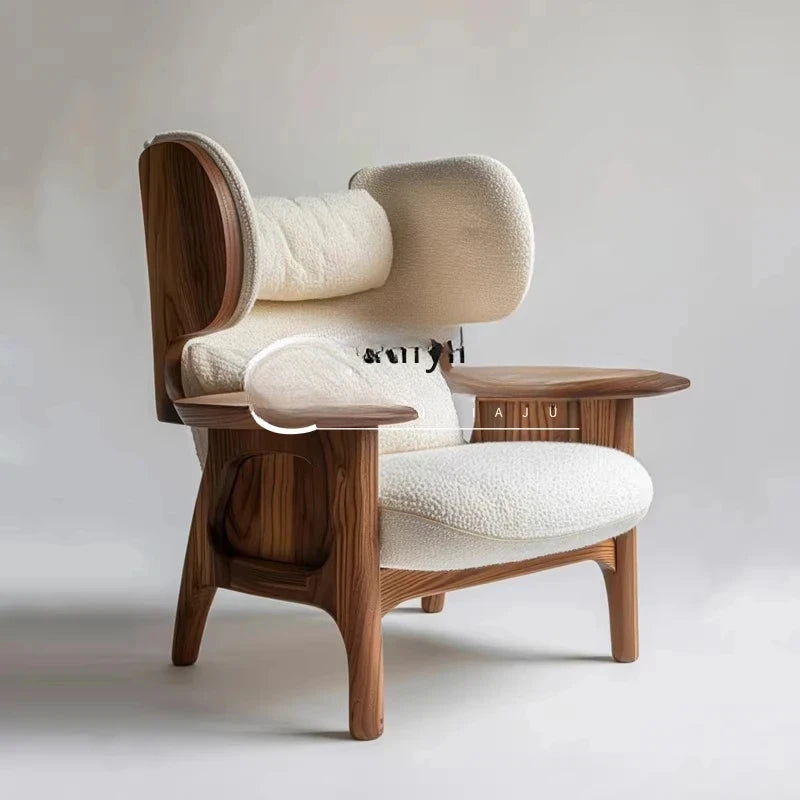 Italian style, retro solid wood leisure, living room bedroom single, medieval single sofa chair