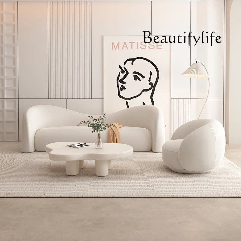 Cream wind sofa small apartment living room simple modern clothing store beauty salon reception rest area