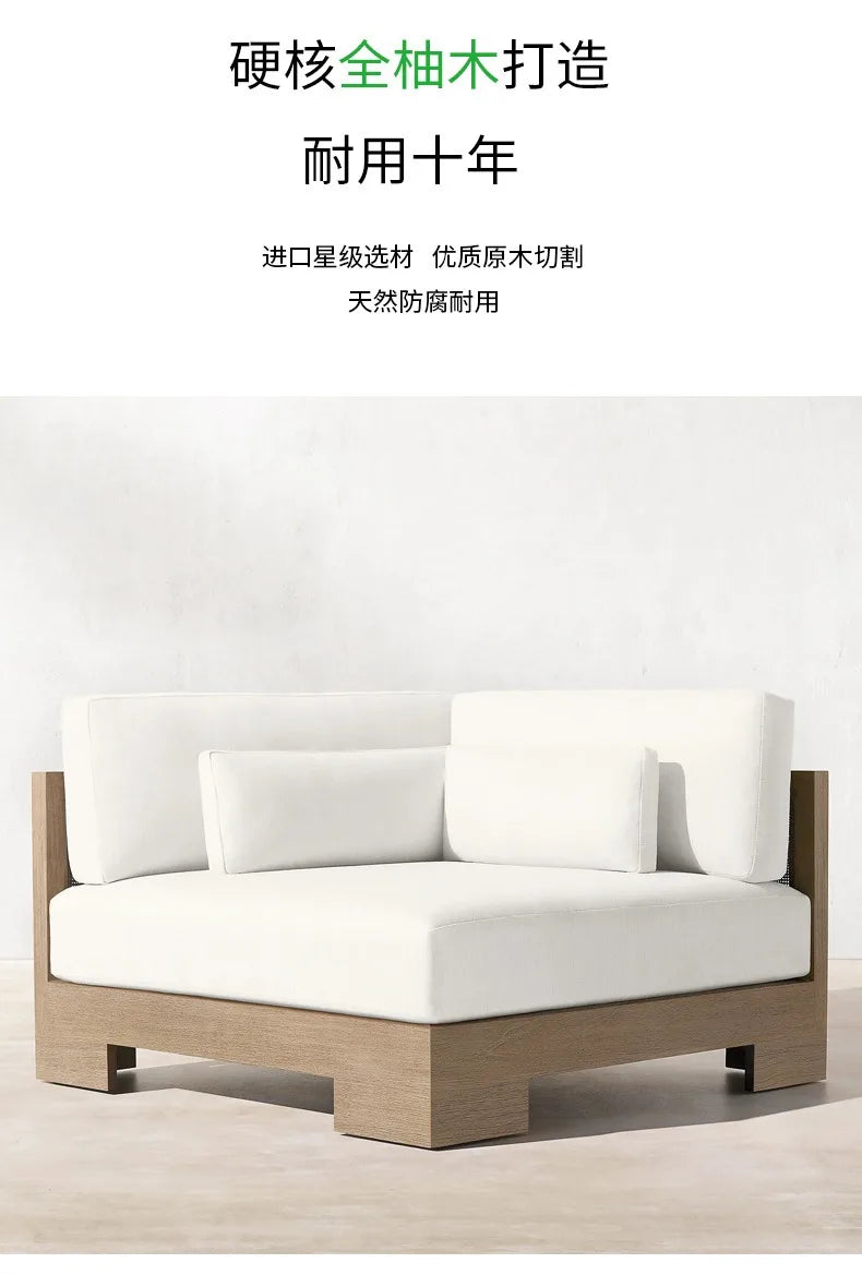 Customizable outdoor teak sofa patio rattan chair