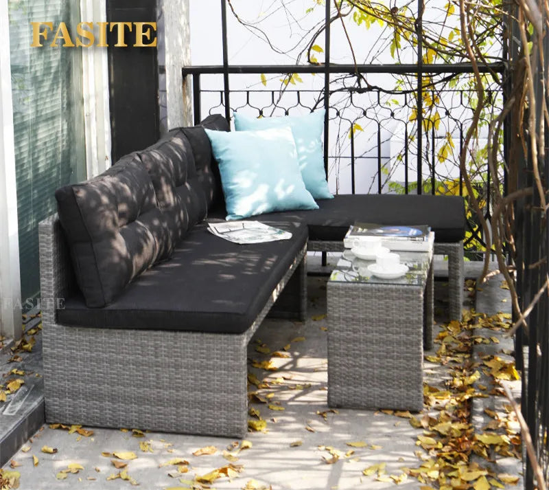 Outdoor sofa combination garden hotel terrace living room courtyard balcony leisure furniture rattan sofa rattan imitation