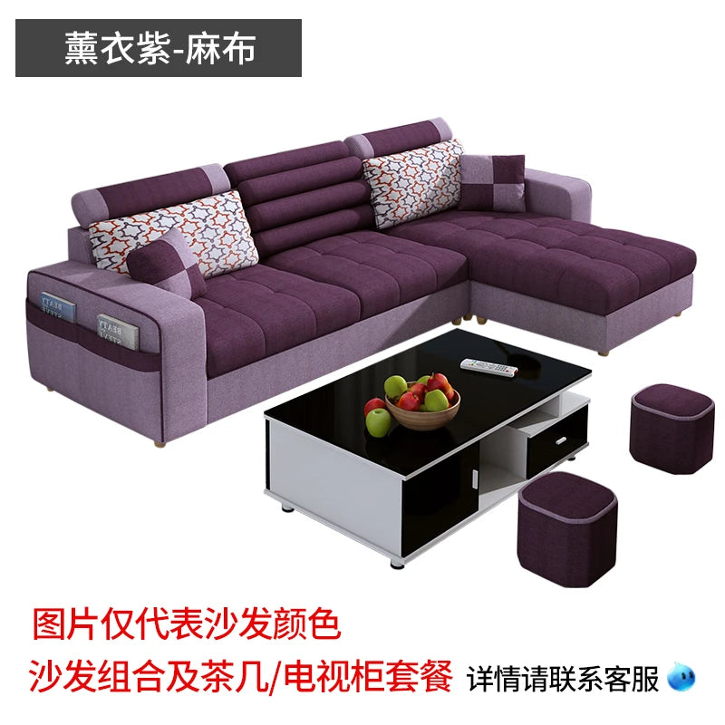 Fabric sofa simple modern combination living room fully equipped small apartment rental room e****mical set