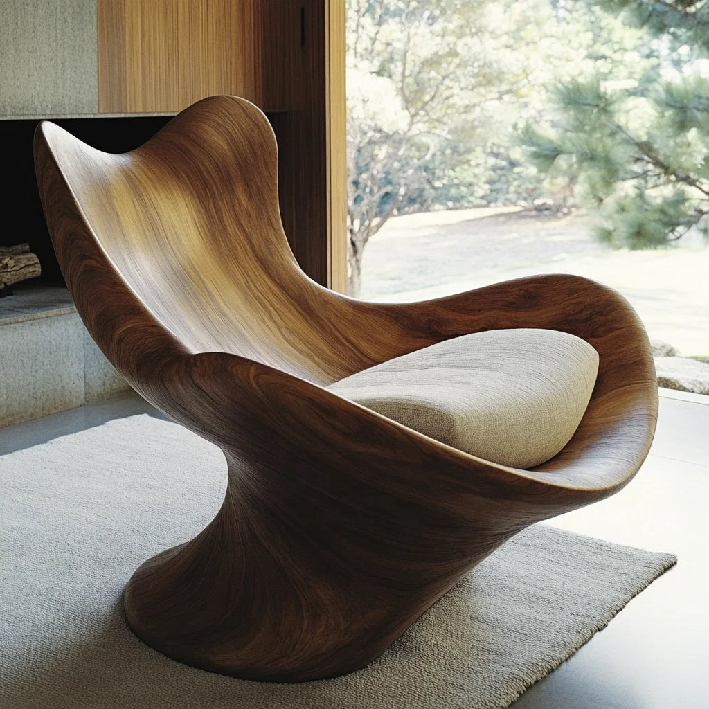 Modern unique shape leisure chair simple design accent chair home hotel solid wood armchair