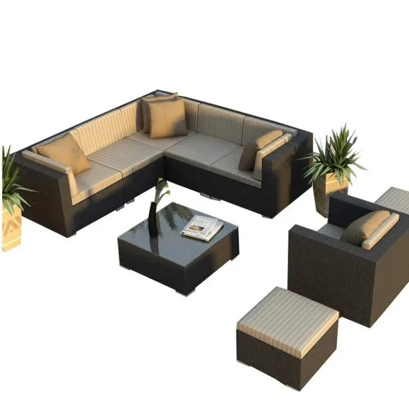 Imitation rattan sofa leisure courtyard garden sun room outdoor outdoor balcony corner waterproof