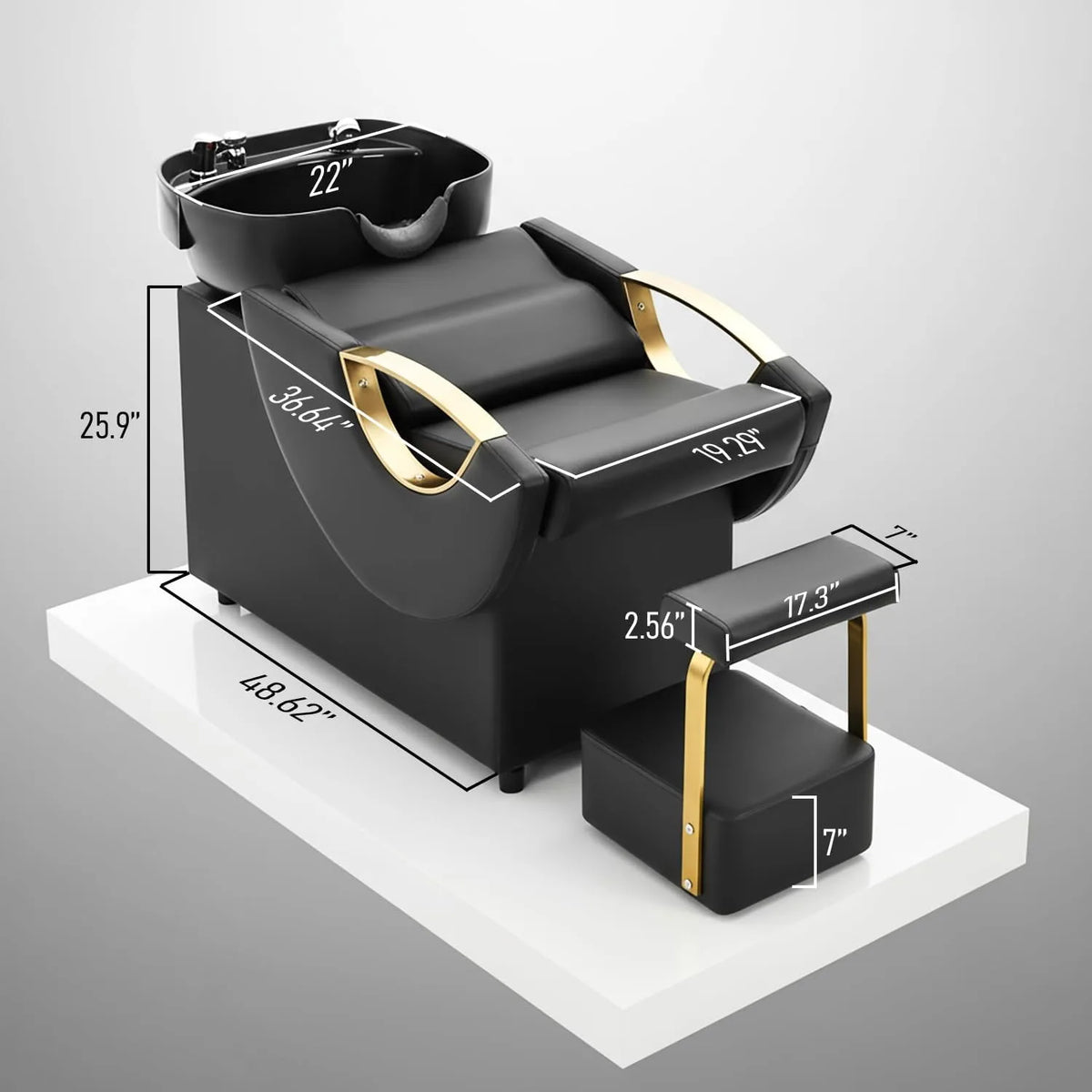 Shampoo Bowl and Chair Set, Luxury Salon Sinks Hair Washing Station for Hair Stylist, Shampoo Barber Backwash Chair for Home Spa