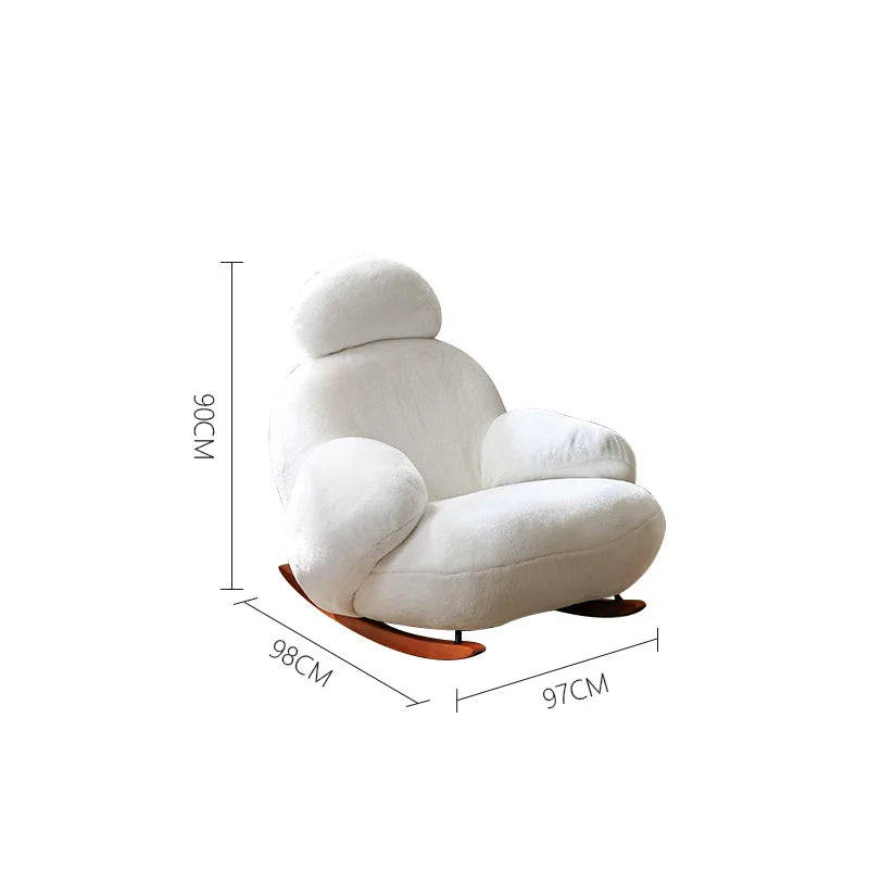 Simple Leisure Chair Great White Rocking Chair Living Room Small Sofa Hotel Club Leisure Chair Study Chair Living Room Chair
