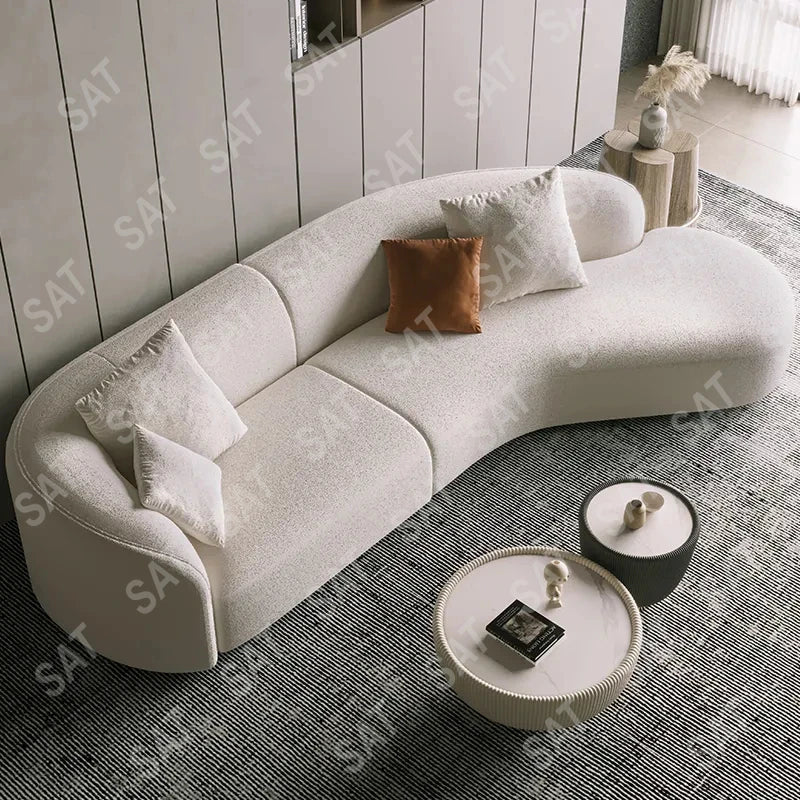 Home Sofa Set Furniture Couches Luxury Living Room Minimalist White Nordic Modern Boucle Couch Fabrics Semi Round Sofa