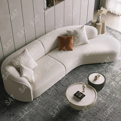 Home Sofa Set Furniture Couches Luxury Living Room Minimalist White Nordic Modern Boucle Couch Fabrics Semi Round Sofa