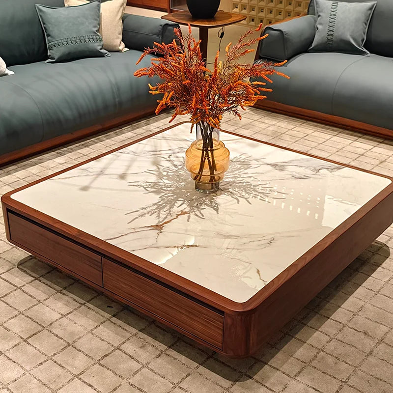 Light luxury sofa living room high-end walnut