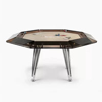 Light Luxury Creative Desig Tempered Glass Poker Table Multi-person Chess and Card Table Club Entertainment Furniture