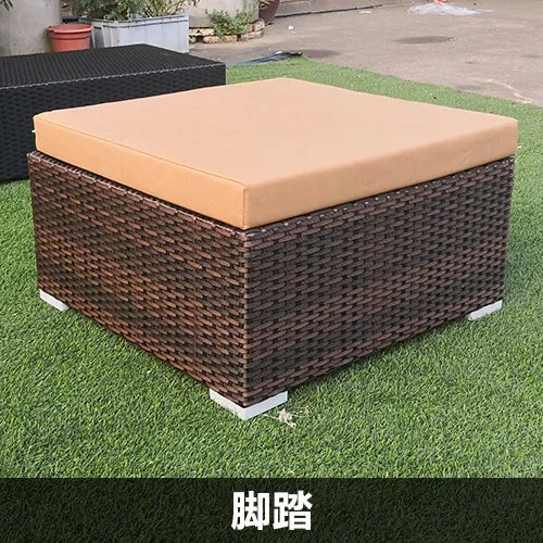 Outdoor rattan sofa, rainproof and sunscreen woven three piece set, tea table combination, outdoor furniture