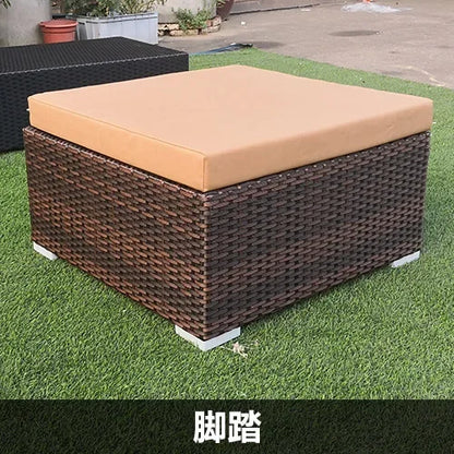 Outdoor rattan sofa, rainproof and sunscreen woven three piece set, tea table combination, outdoor furniture