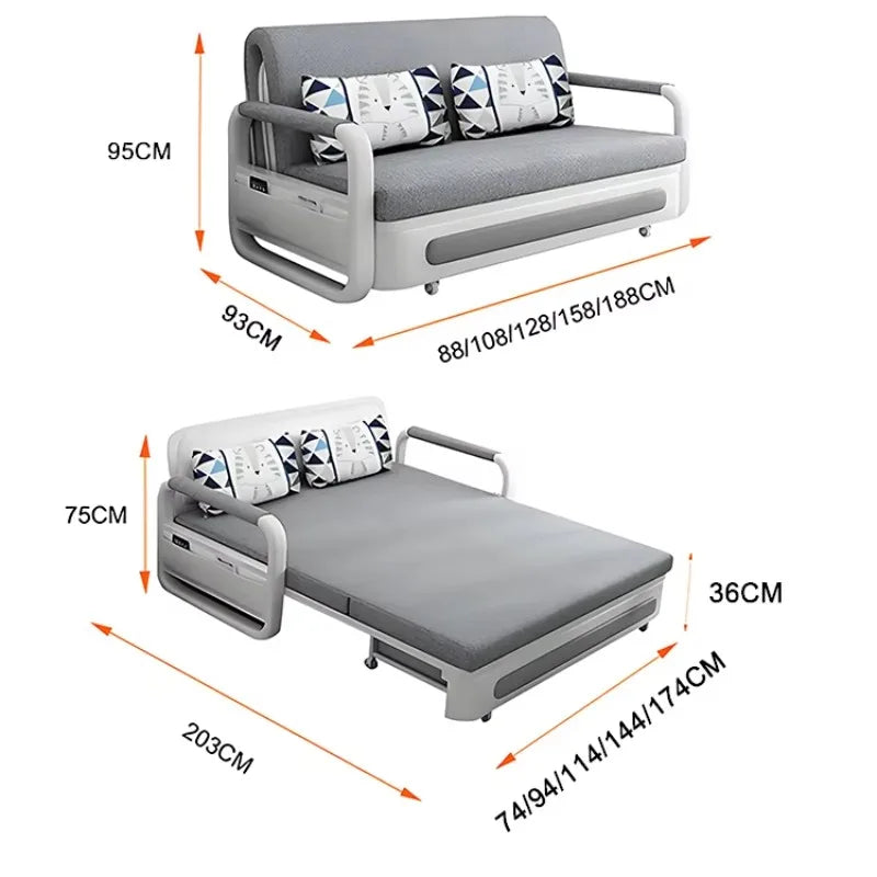 Technology cloth sofa bed dual purpose, multi functional foldable, small apartment in the living room, double fabric art