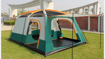 3 Sizes Tent Two-bedroom 1 Living Room Large Family Camping Tent 5-8-12 Person Leisure Camp Tent Rainproof Outdoor Indoor Hourse