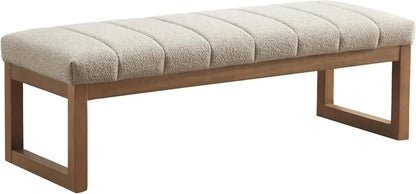 52.7" Modern Upholstered Teddy Fabric Bedroom Bench - Multi-Functional Footrest & Entryway/Dining Room Ottoman