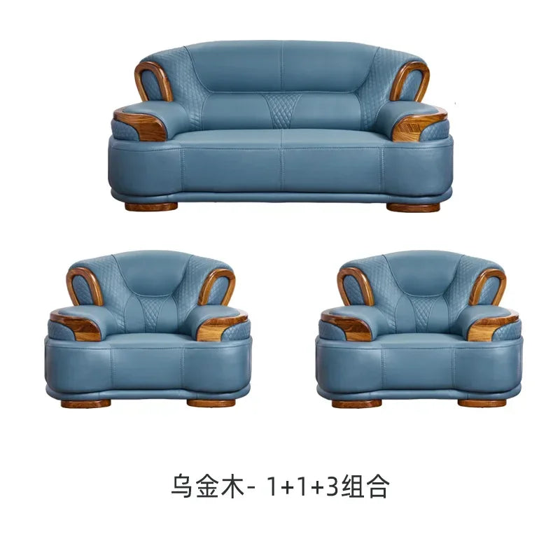 Designer Family Living Room Sofa Genuine Leather Sectional Floor Living Room Sofa Wood Minimalist Muebles Postmodern Furniture