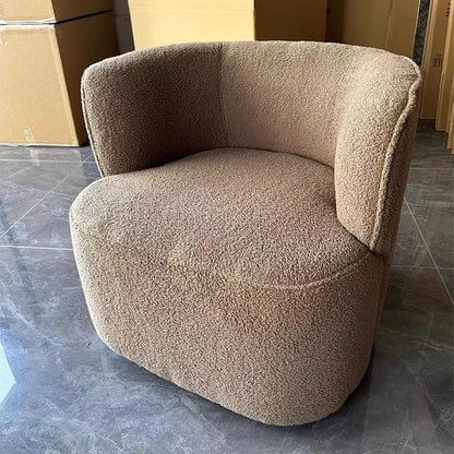 Nordic Light Luxury Cream Style Single Lambswool Couch Home Living Room Bedroom Couch Designer Chair