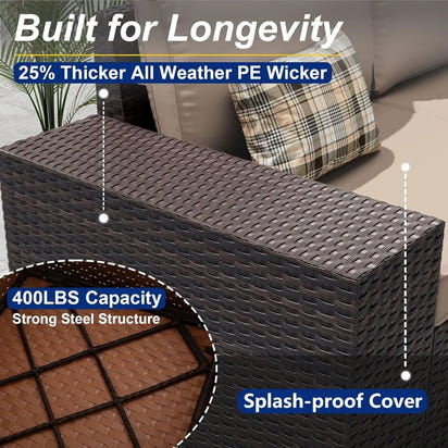 9-Piece Outdoor Patio Furniture Set with 2 Swivel Chairs and Sectional Sofa for Conversations in Brown