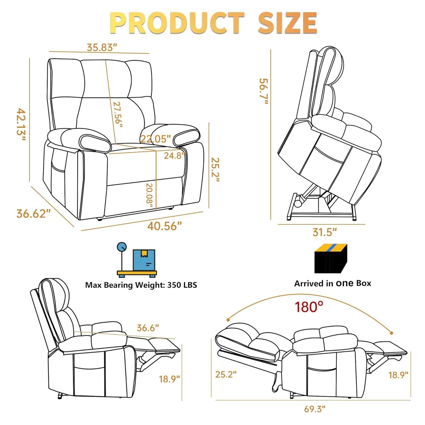 Extra Large Dual Motor Power Lift Recliner Chair, Lift Chair with Massage and Heat for Elderly, Lay Flat Recliner,, Customized