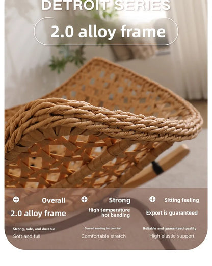 Modern Rocking Lounge Chair for Balcony Woven Rattan Lobster Chair Indoor Swing Seat Comfortable Single Sofa for Living Room