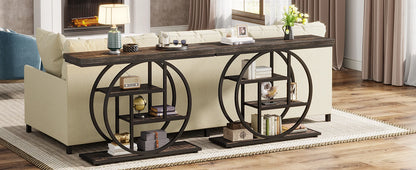 LITTLE TREE 41.3" Console Table, Industrial 4-Tier Sofa Table Entryway Table, Accent Tables with Storage Shelves for Living Room