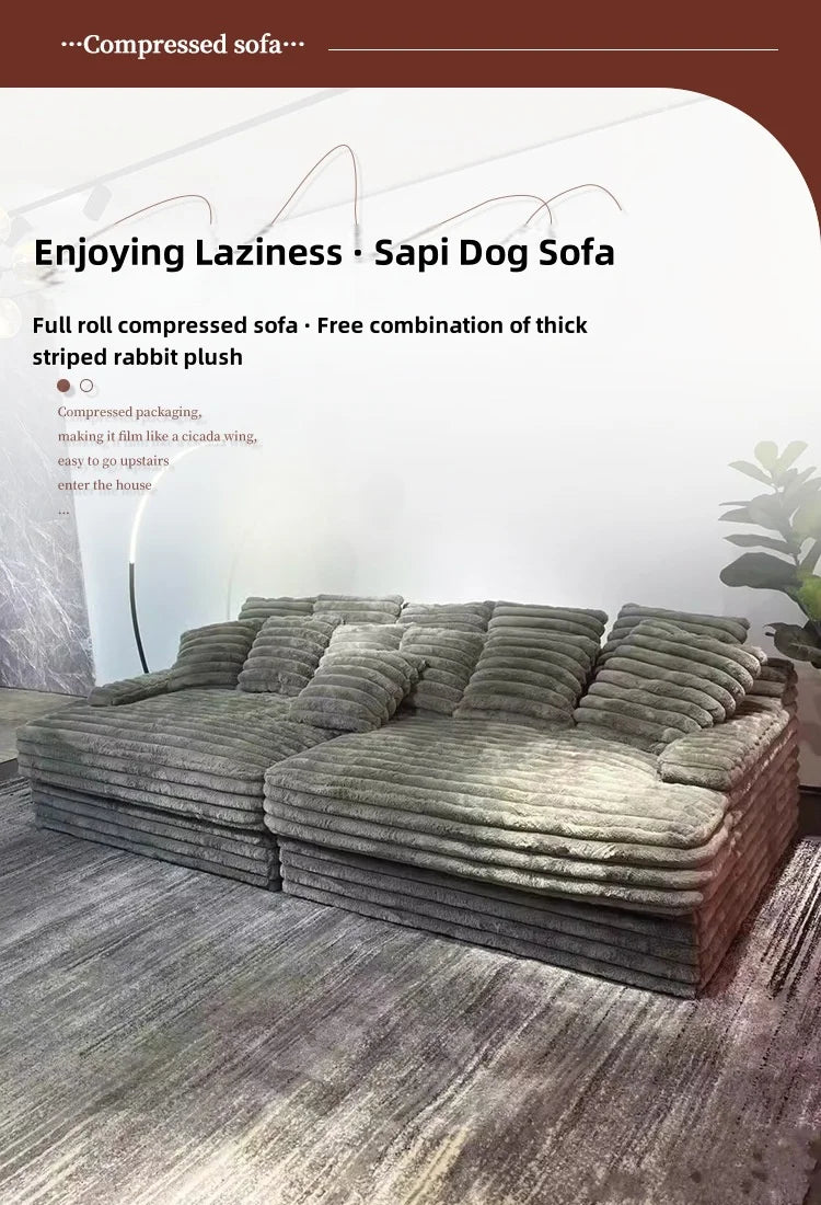 Luxury Compressed Memory Foam Sofa Set Chenier Fabric Sofa Apartment Hotel Villa Vacuum Packaging Convenient Life