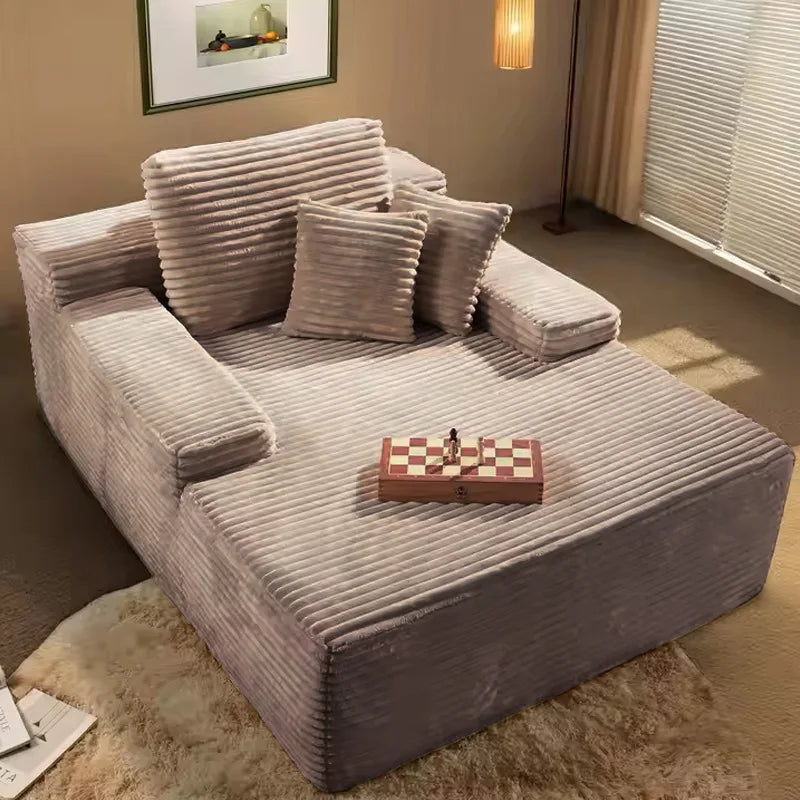 Boxed roll bag vacuum compression cinema sofa large stripe fabric living room villa bedroom soft sofa recliner