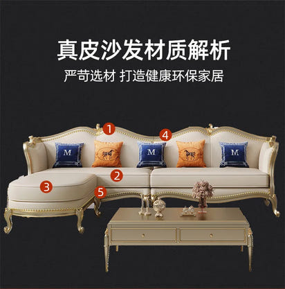 ZZ ZF Light Luxury Leather Solid Wood Sofa Combination Simple Luxury Complete Villa