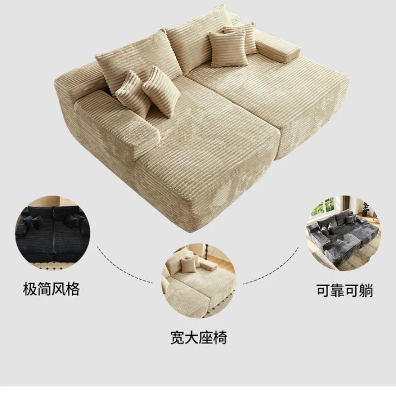 Extra large recliner, boneless sofa bed, corduroy lounge chair, double sofa