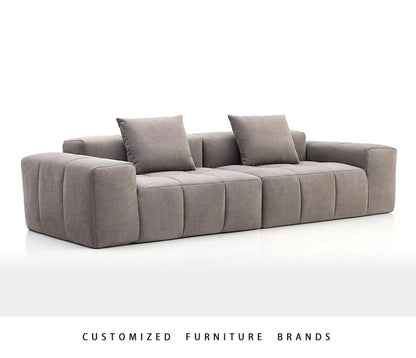 Full Sponge Compressed Fabric Sofa Modern Simple Living Room Couch Tofu Block Sofa Small Apartment Straight Row Combination Sofa