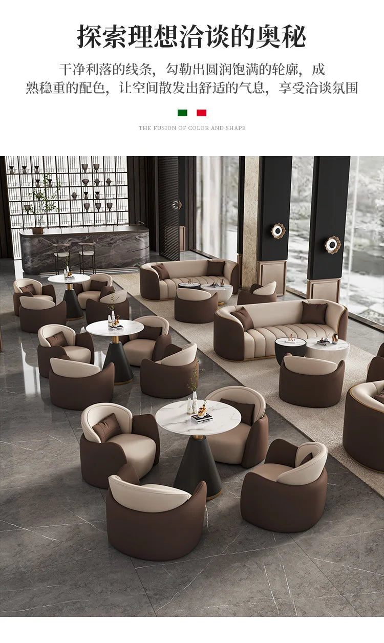 Italian Light Luxury Negotiation Sofa Hotel Lobby Meeting Area Tables And Chairs Sales Office Business Reception Sofa