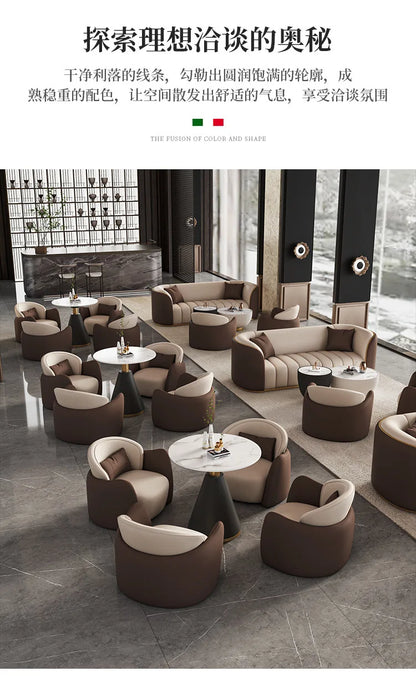 Italian Light Luxury Negotiation Sofa Hotel Lobby Meeting Area Tables And Chairs Sales Office Business Reception Sofa