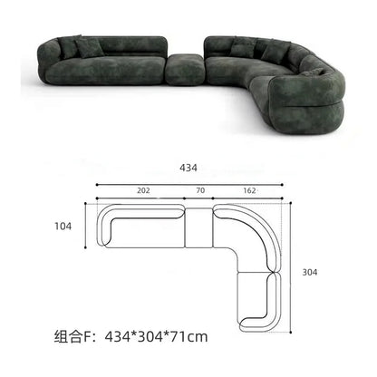 Cream style sofa, simple curved corner combination lamb wool sofa