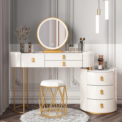 Solid wood new dresser glass bedroom modern simple style light luxury Internet celebrity small makeup table rock slab makeup