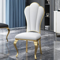 Modern simple stainless steel luxury hotel dining chair high-end soft bag white leather back chair fashionable home dining chair