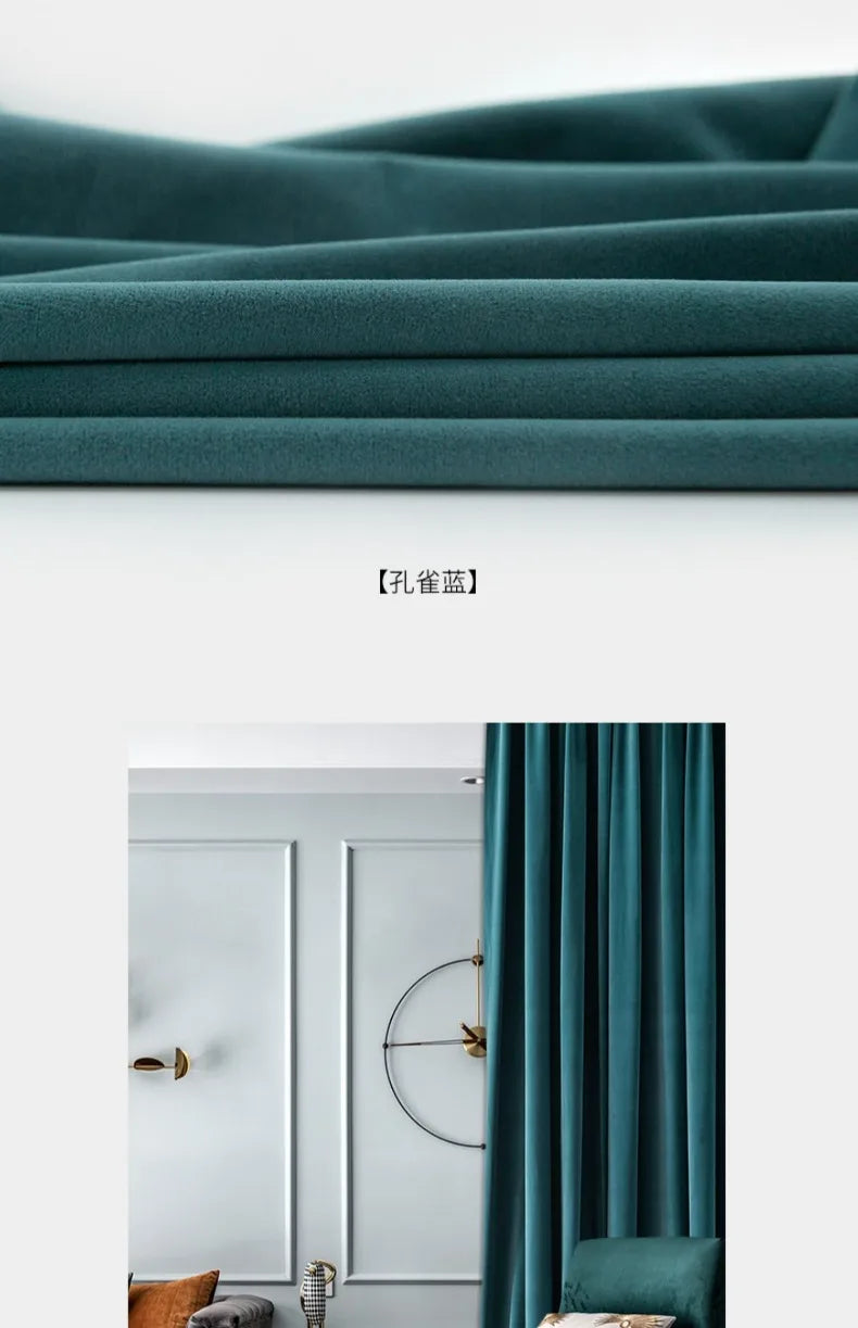 Luxury Nordic Minimalist Blackout Velvet Curtains for Bedroom Living Room Orange Home Decor Custom Tulle and Valance