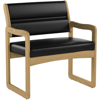 Heavy-Duty Guest Chair - Solid Wood Sled Base, Medium Oak Design