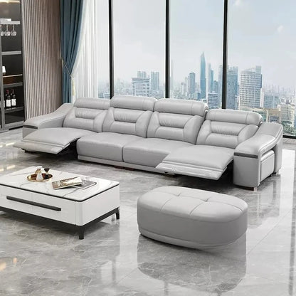 MINGDIBAO Genuine Leather Living Room Sofa Set Power Reclining Couch Electric Recliners with Stool Seating Room, Sofa Reclinable