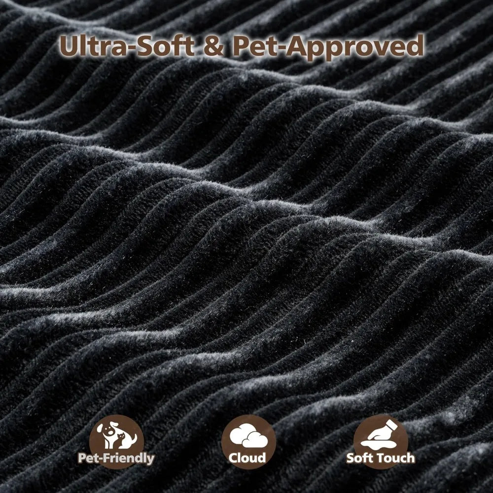 U-shaped Modular Sofa: Modern Minimalist Corduroy, No Assembly, Comfortable Living/Bedrooms (Black)