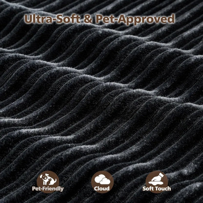 U-shaped Modular Sofa: Modern Minimalist Corduroy, No Assembly, Comfortable Living/Bedrooms (Black)