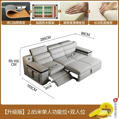 Designer Leather Sofa Living Room Ajustable Lounge Foldable Sofa Reclinable Modular Minimalist Woonkamer Banken Lounge Furniture