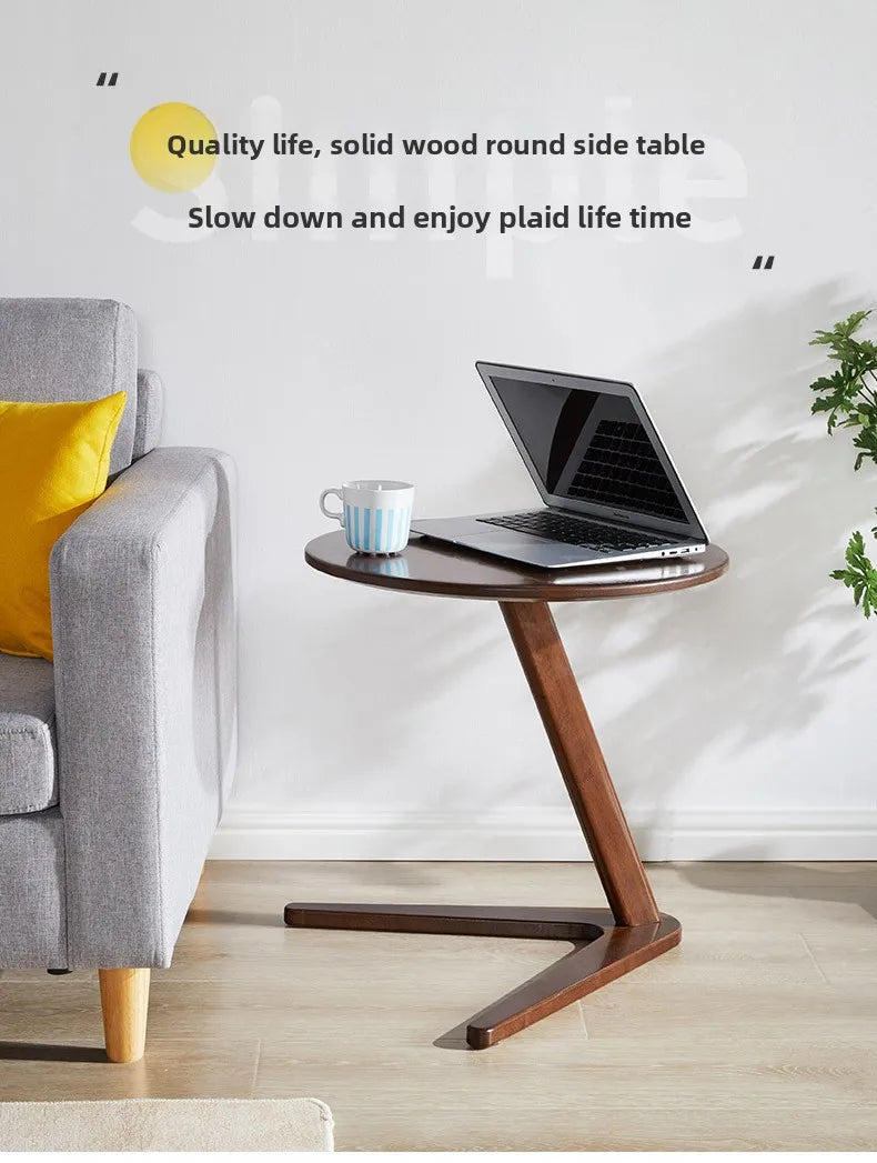 Solid wood small coffee table household living room small round table sofa edge table