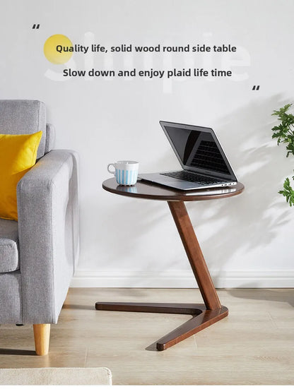 Solid wood small coffee table household living room small round table sofa edge table