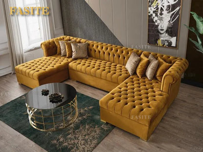 Simple Minimalist Light Luxury Fabric Sofa Set Furniture Velvet 1- 3 Seat Honeycomb Stainless Steel Living Room Sofas For Home