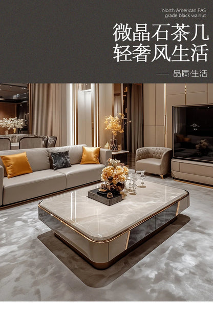 Microcrystalline stone large apartment flat living room coffee table marble