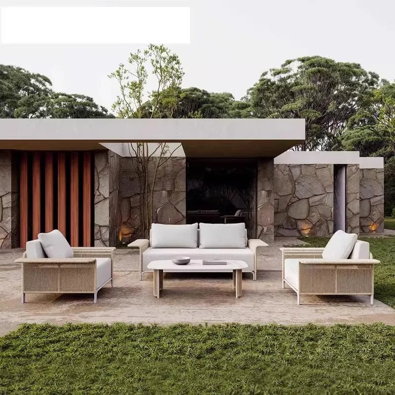 Outdoor Sofa Rattan Courtyard Garden Waterproof and Sunscreen Villa Sofa Simple Combination Rattan Furniture