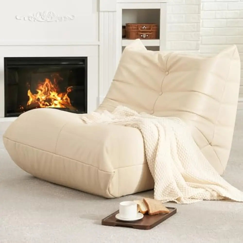 living room sofas, Bean Bag Chair Lazy Floor Sofa, Memory Foam Fireside Sofa for Adults, Big Beanbag Faux Leather Armless Chair