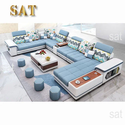 For living room minimalist modern large unit furniture set combination cotton and linen 2024 new technology fabric sofa