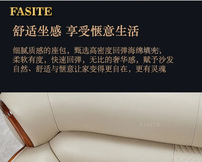 Modern ebony leather sofa first layer cowhide home simple new Chinese living room solid wood