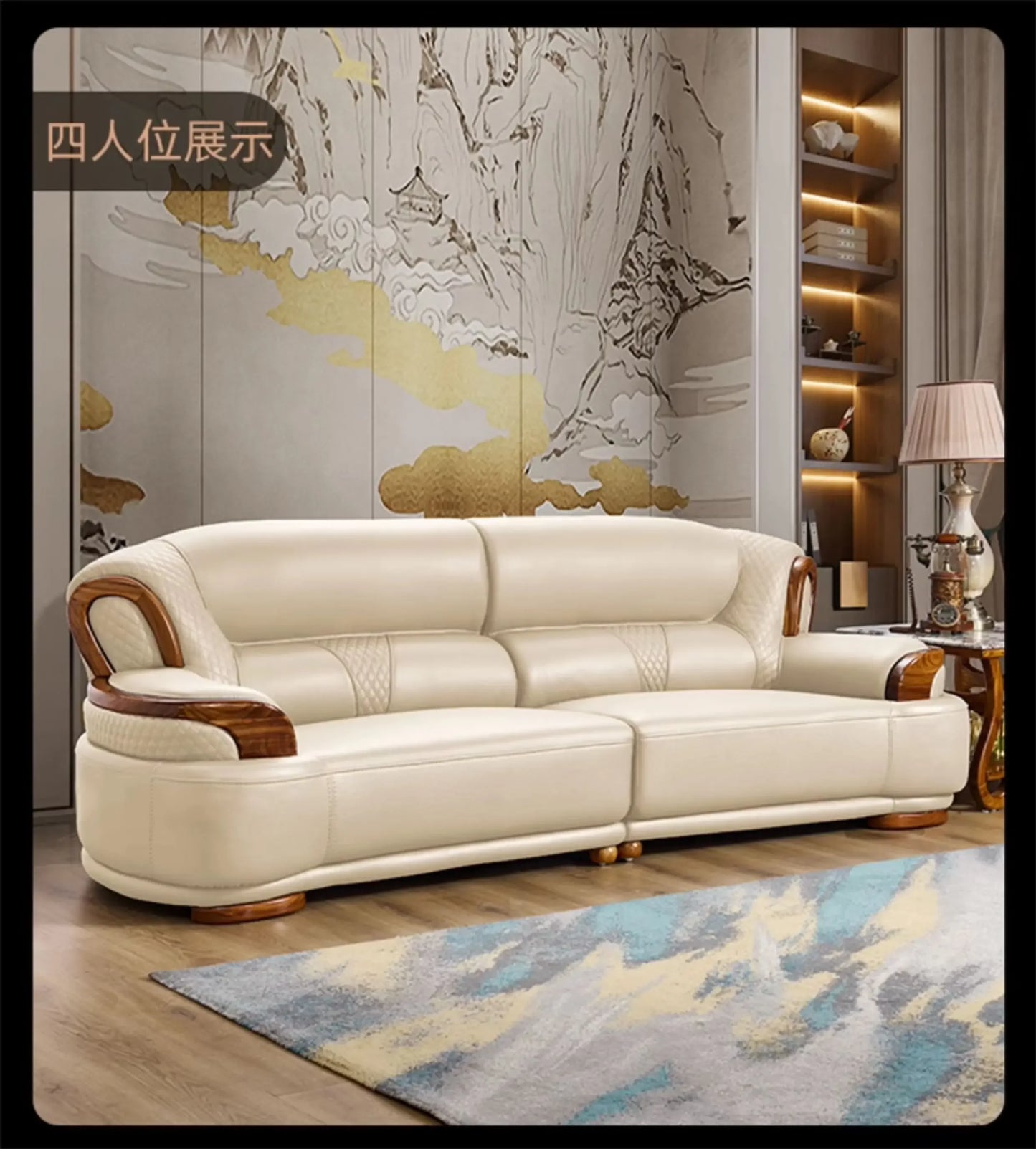 Designer Family Living Room Sofa Genuine Leather Sectional Floor Living Room Sofa Wood Minimalist Muebles Postmodern Furniture